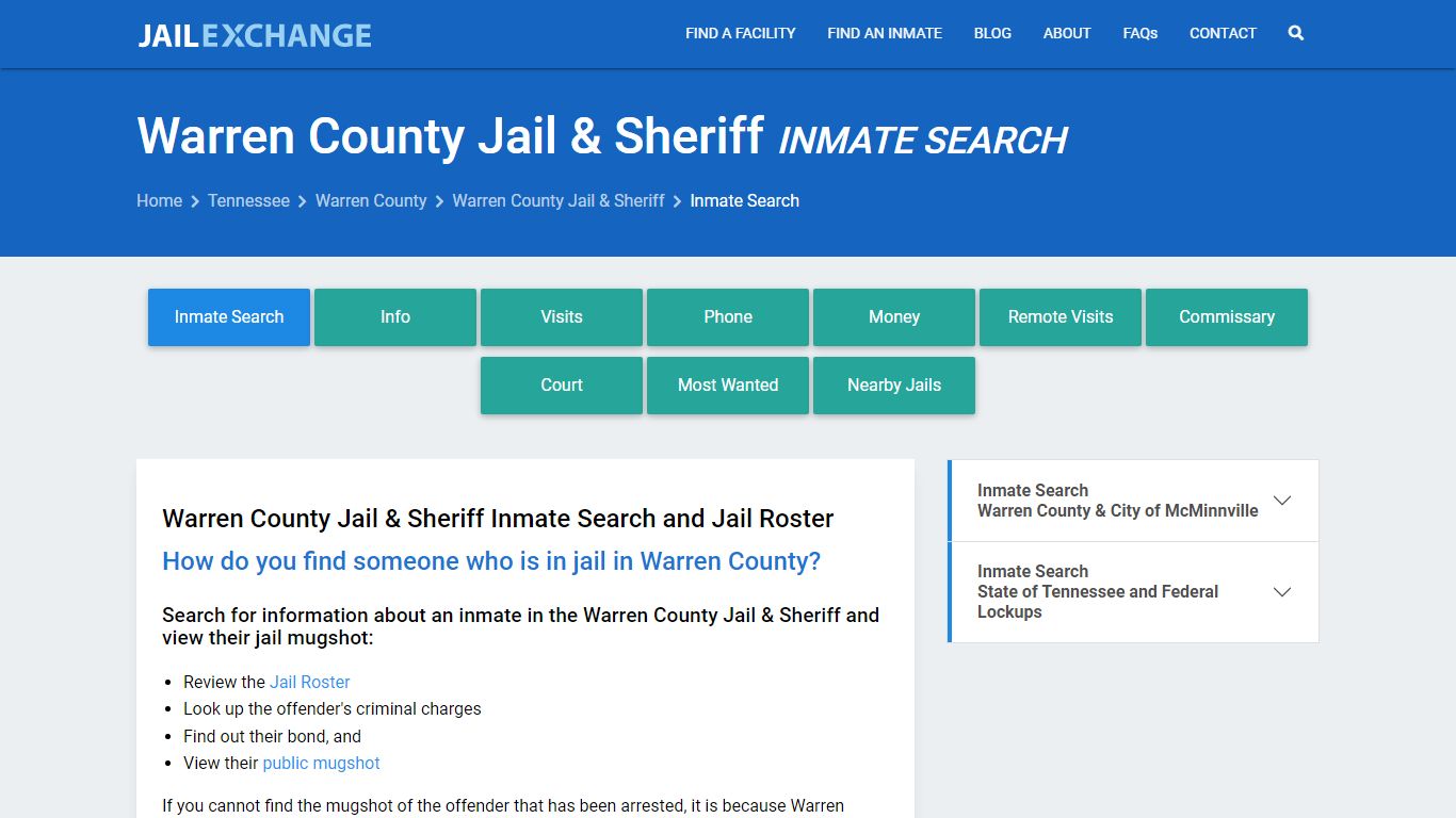 Warren County Jail & Sheriff Inmate Search - Jail Exchange